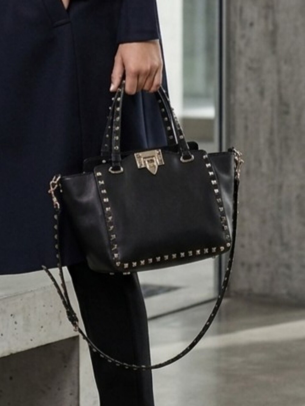 Beautiful Satchel Handbag Rockstar Studded Tote Shoulder Bag + Strap Included